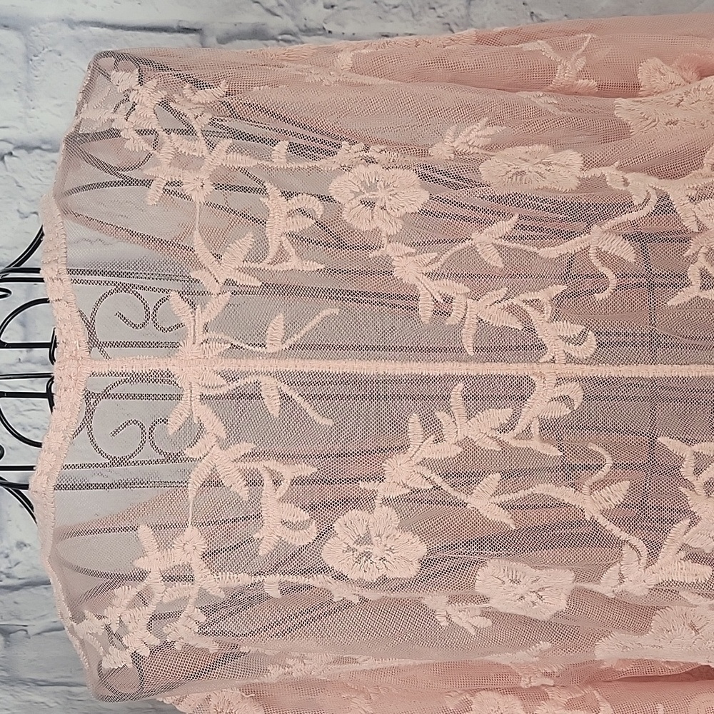 UNBRANDED Pink Lace Long 3/4 Sleeves Kimono Chest 40" Length 44" - Picture 7 of 10
